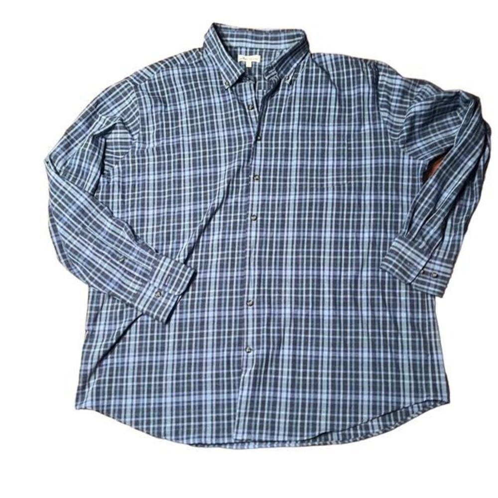 Peter Millar Soft Button Down Shirt 2XL Blue Paid Long Sleeve